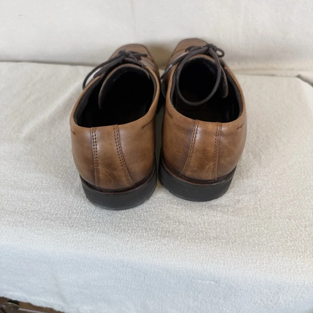 Ecco Dress Casual Walking Shoes Brown Leather Mens Size EU 45 US 11, 11.5